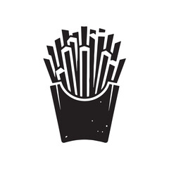 Black French Fries Silhouette Vector, High Quality Illustration on White Background