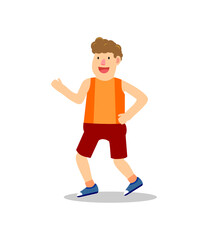 Isolated cartoon of a man jogging on white background