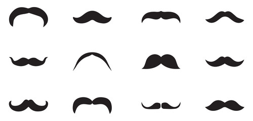collection of mustaches. Black moustache isolated on white background. Set of moustache icons
