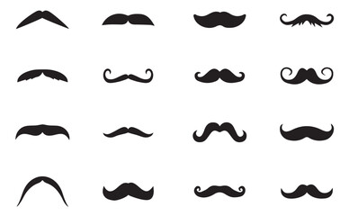 set of mustaches. Mustache icon collection. Set of black man mustache icons. Mustache collection set