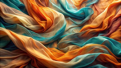 Obraz premium Teal and Orange Flowing Fabric