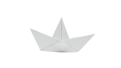 Simple white origami paper boat isolated on white background
