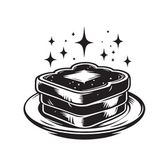 Black French Toast Silhouette Vector, High Quality Illustration on White Background