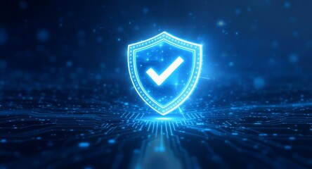 Digital Security Shield: Glowing Checkmark