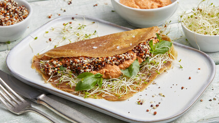 Corn wrap with tomato cream 