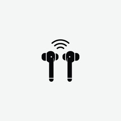 Download high-quality earbuds vector illustration. Perfect for tech, audio, and gadget designs. Minimal and modern wireless earphones on white background.