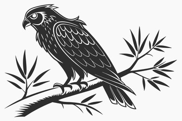 vector of black silhouette of owl bird