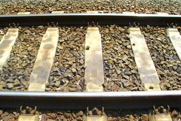 Railway track detail, up close.