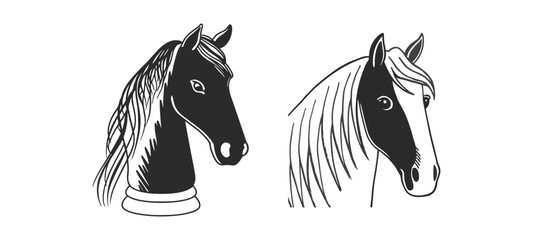 black horse head silhouette.