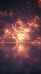 Fiery sunset over water