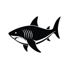 Flat and Minimal shark icon vector illustration on white background