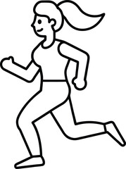 female running exercise line art.