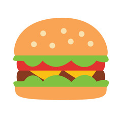Hamburger cartoon vector icon flat illustration, hamburger clip art, burger clip art, cheeseburger clip art, burger vector art
