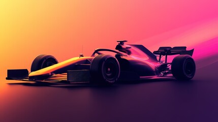 Fototapeta premium Futuristic Race Car with Dynamic Colors and Sleek Design on Vibrant Gradient Background