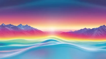 Fototapeten Colorful mountain landscape sunrise © achmad