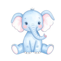 Fototapeta premium Cute baby elephant illustration isolated on transparent background