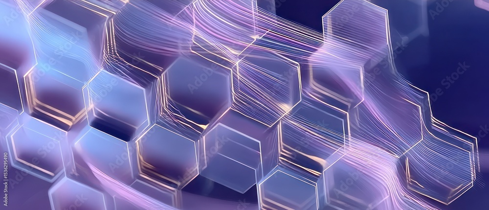 Poster abstract hexagonal pattern with flowing lines
