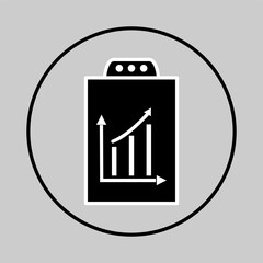 Outlined chart icon in mobile frame showing financial growth.