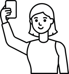 Outline Icon of Person Taking Selfie.