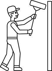 person painting wall outline vector icon.