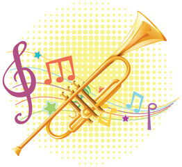 Colorful Trumpet and Musical Notes Illustration
