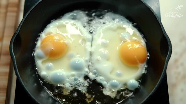 fried egg in a frying pan