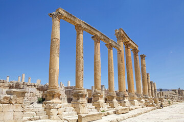 The ancient city of Gerasa, now Jerash, Jordan. The Cardo