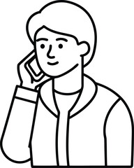 Talking on Phone Outline Icon Design.