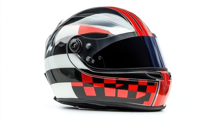 Stylish Racing Helmet with Vibrant Red and Black Design for High-Speed Motorsports or Track Events
