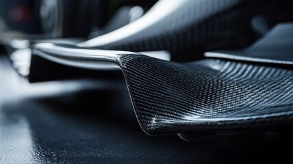 This close-up image showcases the aerodynamic bargeboard of an F1 car, highlighting its intricate design and advanced materials for optimized performance on the track.