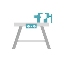 Workbench with clamp tool icon illustration