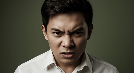 Close-up Portrait of an Angry Young Man
