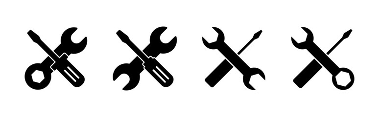 Repair tools icon set. tool icon vector. setting icon vector. Wrench and screwdriver. support, Service
