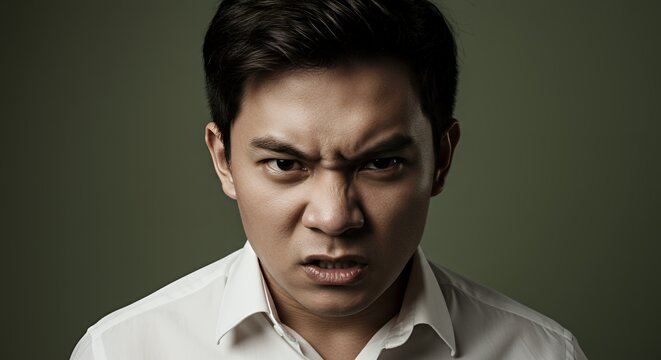 Close-up Portrait of an Angry Young Man