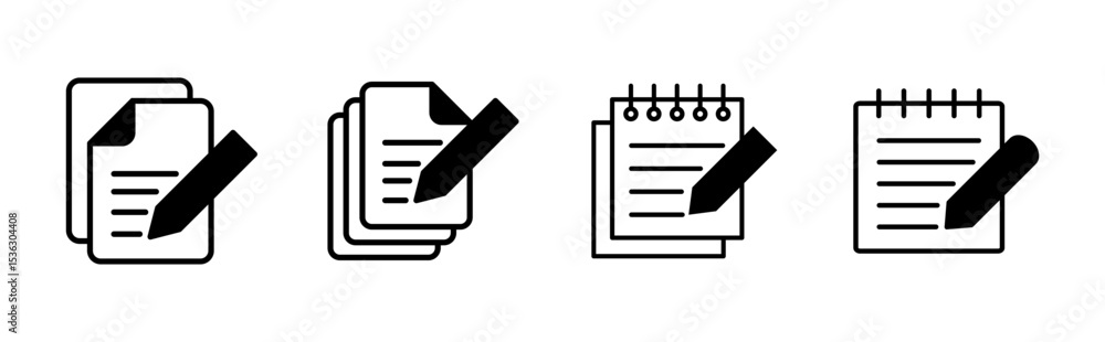 Poster note icon set. notepad icon vector. edit file. write icon
