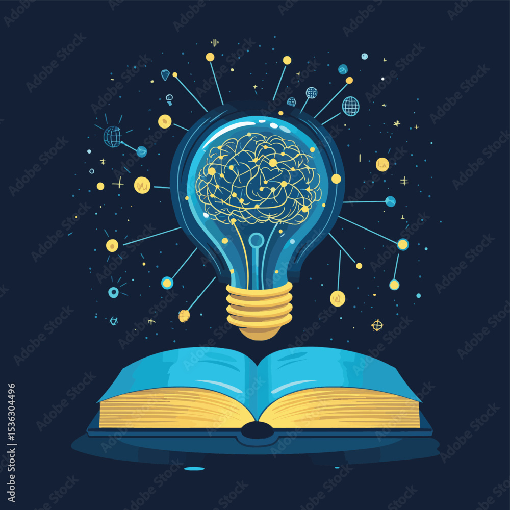 Poster flat vector illustration design learning and education knowledge learning network concept. a light b