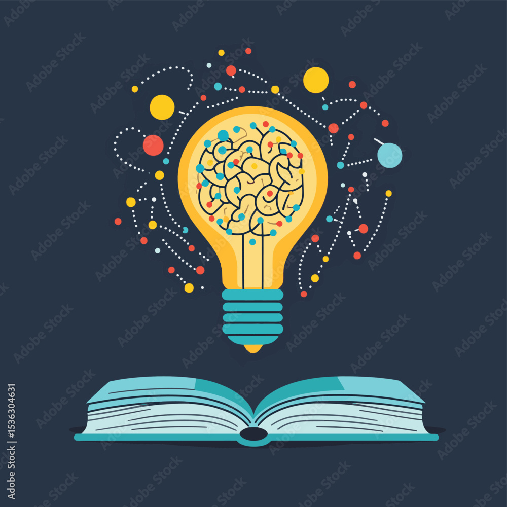 Poster flat vector illustration design learning and education knowledge learning network concept. a light b