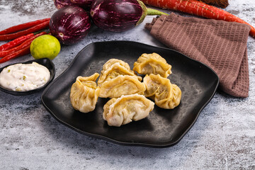 Steamed Nepali Momo stuffed dumplings