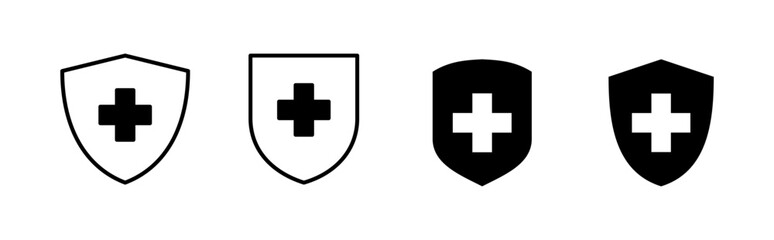 Health insurance icon set. Insurance health document icon