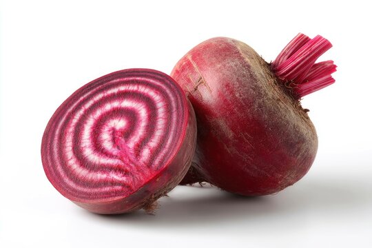 Heirloom striped beetroot (Chioggia) cut open, isolated on white - Powered by Adobe