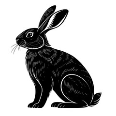 black and white rabbit vector