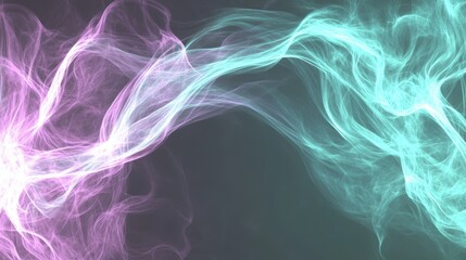 Obraz premium Ethereal Swirls of Colorful Smoke with Pink and Aqua Hues on a Dark Background for Creative Designs