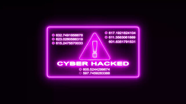Neon line Hacker access private confidential database, Cyber attack data.Cyber hacked security breach computer hacking warning message hacked alert Business server show security hacked alert warning!