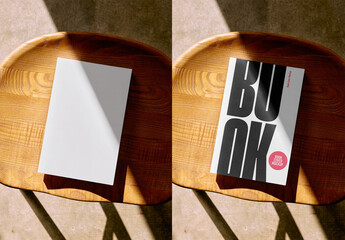 Mockup Of Customized Hardback Book On Stool