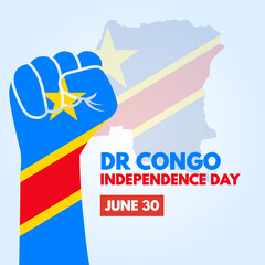 Dr Congo Independence Day with Congo Flag and Hand 