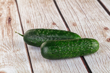Ripe green raw two cucumbers