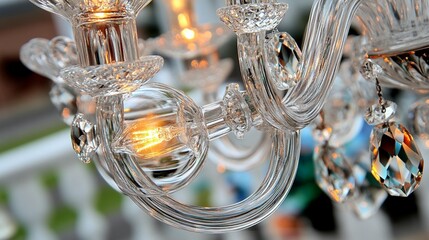 Crystal Chandelier Light Fixture Detail