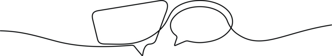 One Line Drawing of Speech Bubble. Minimal Chat Icon Vector Design