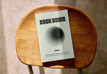 Mockup Of Customizable Hardback Book Cover On Stool