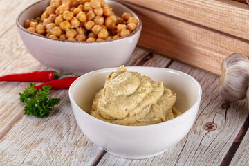 Natural organic homemade chickpea hummus